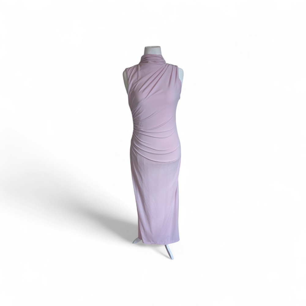 Zara Chalk Pink Elegant Sleeveless Pink Dress Knit with matching lining